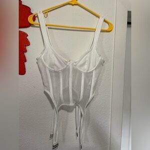 White Fox Mesh Corset Top